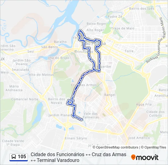 105 Bus Line Map