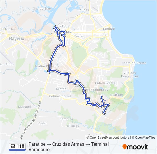 Mapa de 118 de autobús