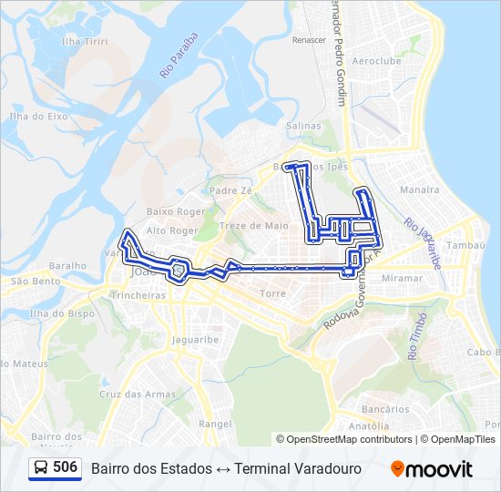Mapa da linha 506 de ônibus