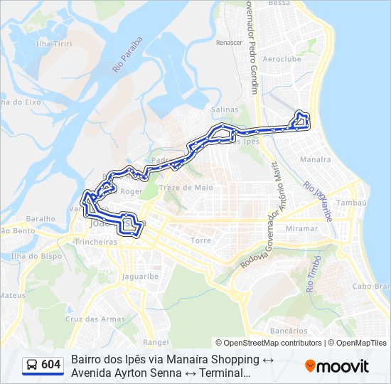 Mapa da linha 604 de ônibus