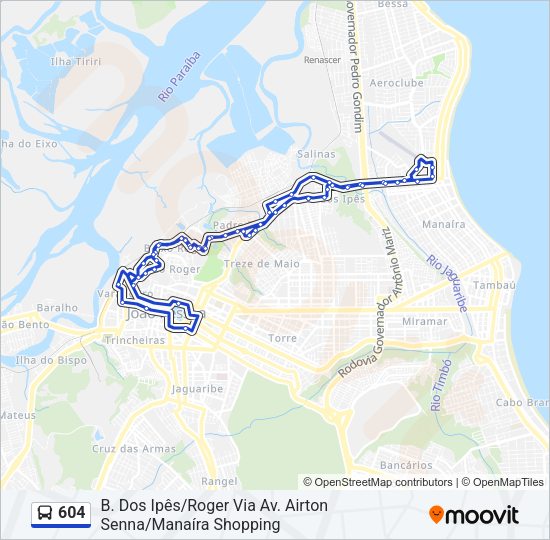 Mapa da linha 604 de ônibus