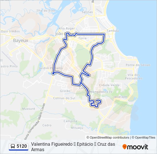 Mapa de 5120 de autobús