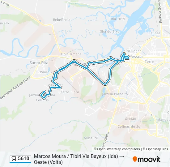 Mapa de 5610 de autobús