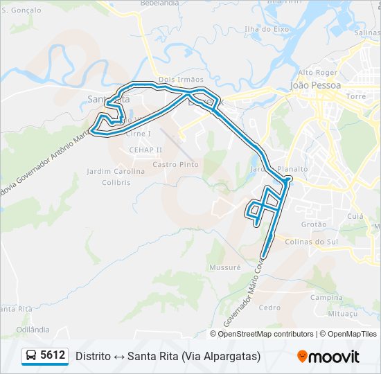 Mapa de 5612 de autobús