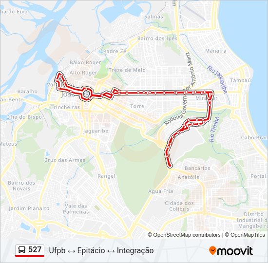 Mapa da linha 527 de ônibus