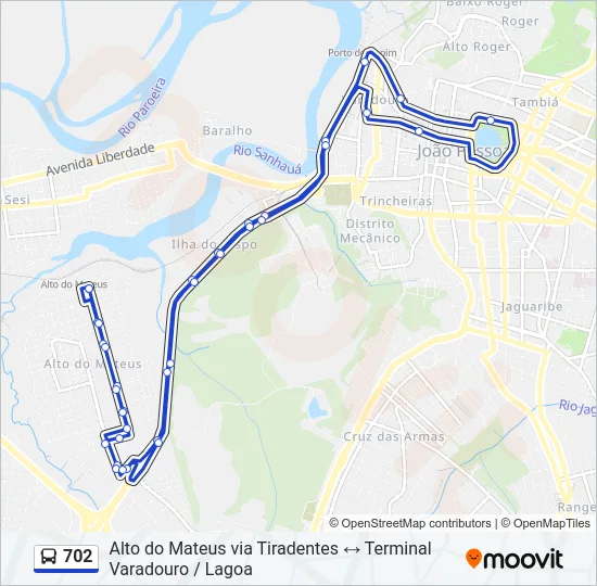 702 Bus Line Map
