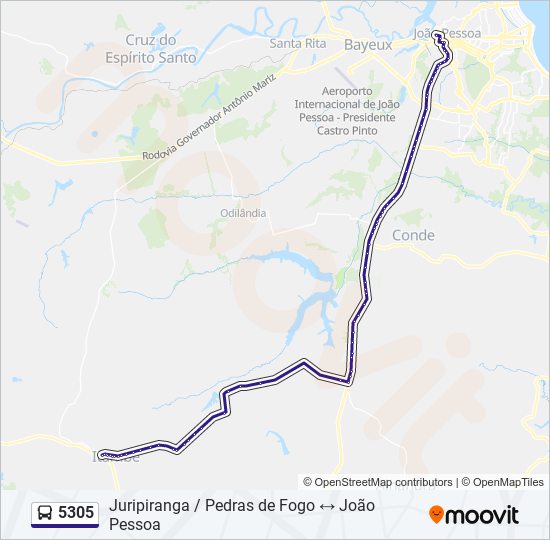 Mapa de 5305 de autobús