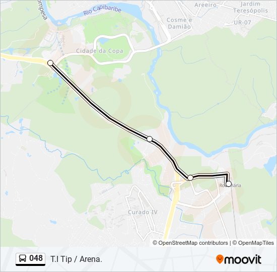 Mapa da linha 048 de ônibus