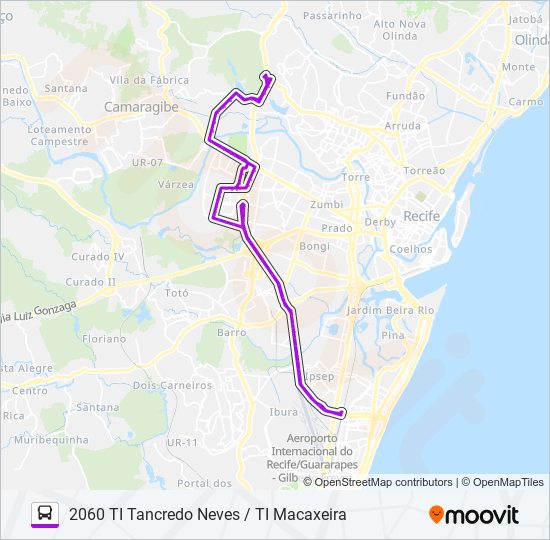 Mapa da linha 2060 TI TANCREDO NEVES / TI MACAXEIRA 2060 TI TANCREDO NEVES / TI MACAXEIRA de ônibus