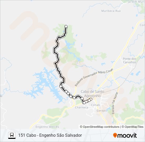 Mapa da linha 151 CABO - ENGENHO SÃO SALVADOR 151 CABO - ENGENHO SÃO SALVADOR de ônibus