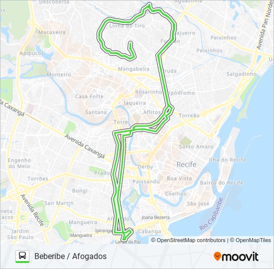 Mapa da linha 700 BEBERIBE / AFOGADOS de ônibus