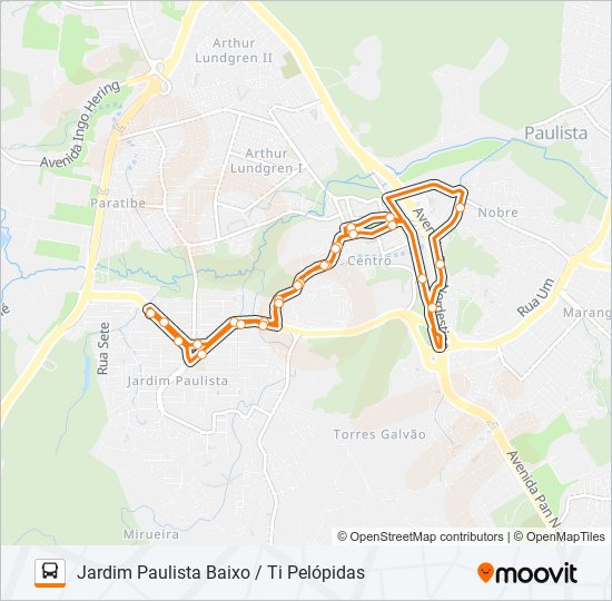 Mapa da linha 1931 JARDIM PAULISTA BAIXO / TI PELÓPIDAS de ônibus