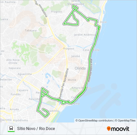 Mapa da linha 885 SÍTIO NOVO / RIO DOCE de ônibus