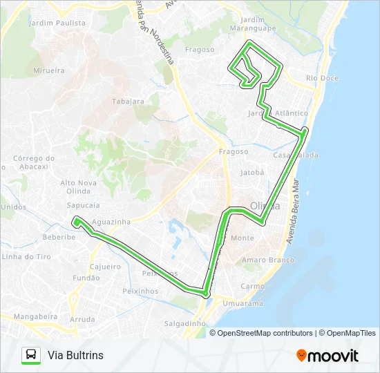 882 TI XAMBÁ / RIO DOCE (CARLOS DE LIMA CAVALCANTI) Bus Line Map