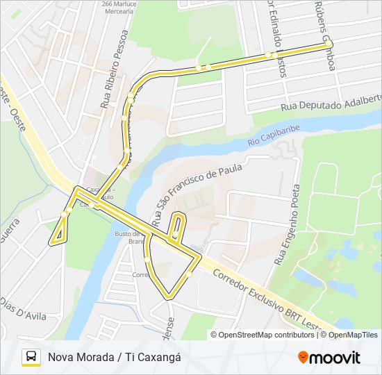 Mapa da linha 2417 NOVA MORADA / TI CAXANGÁ de ônibus