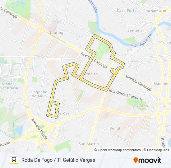 Mapa da linha 2416 RODA DE FOGO / TI GETÚLIO VARGAS de ônibus