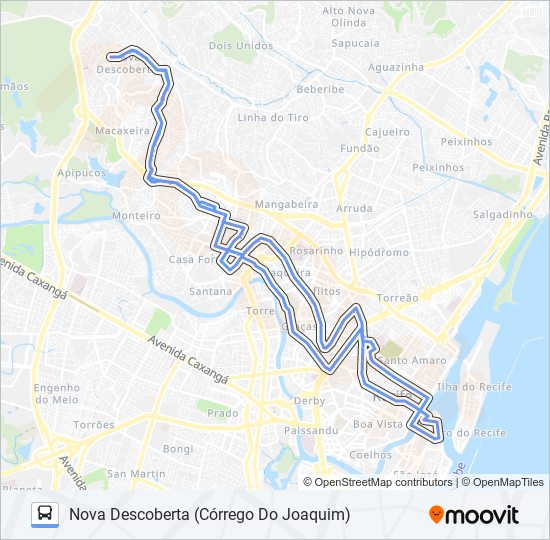 Mapa da linha 514 NOVA DESCOBERTA (CÓRREGO DO JOAQUIM) de ônibus