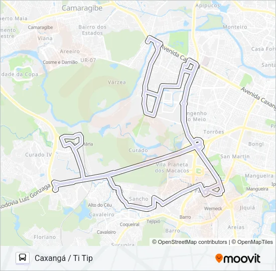 302 CAXANGÁ / TI TIP Bus Line Map