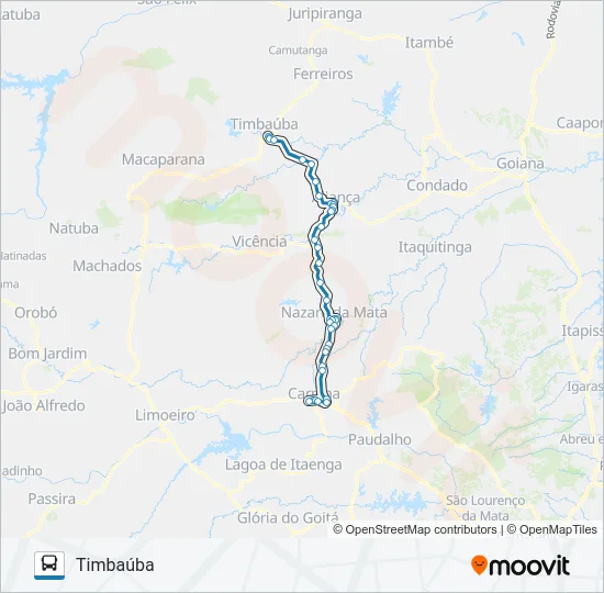 032 CARPINA - TIMBAÚBA Bus Line Map