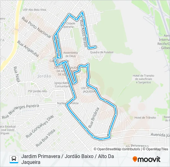 C304 JORDÃO BAIXO / JD. PRIMAVERA / ALTO DA JAQUEIRA Bus Line Map