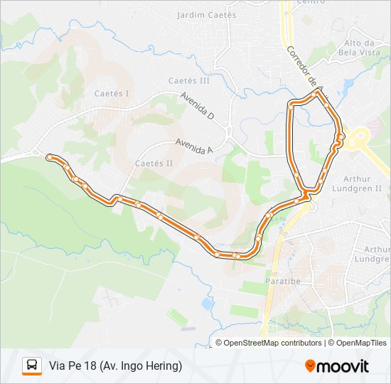 Mapa da linha 1912 CAETÉS I / TI ABREU E LIMA de ônibus