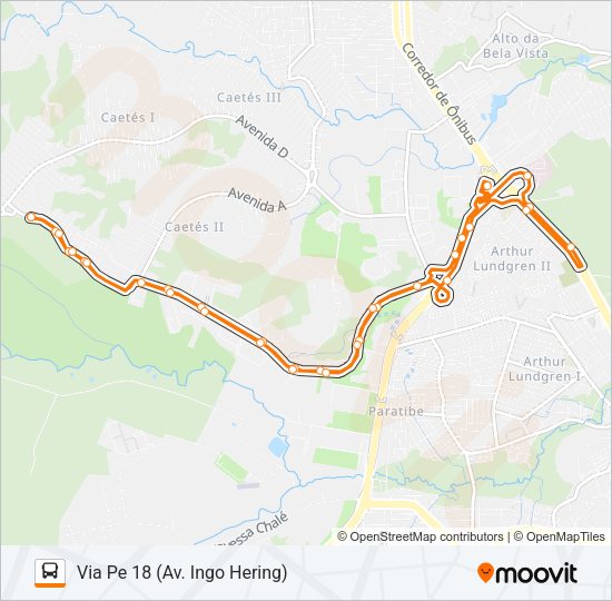 Mapa da linha 1912 CAETÉS I / TI ABREU E LIMA de ônibus