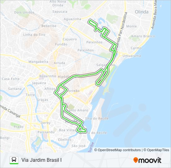 Mapa da linha 823 JARDIM BRASIL II (ESTRADA DE BELÉM) de ônibus