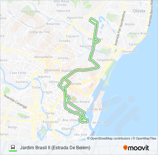 Mapa da linha 823 JARDIM BRASIL II (ESTRADA DE BELÉM) de ônibus