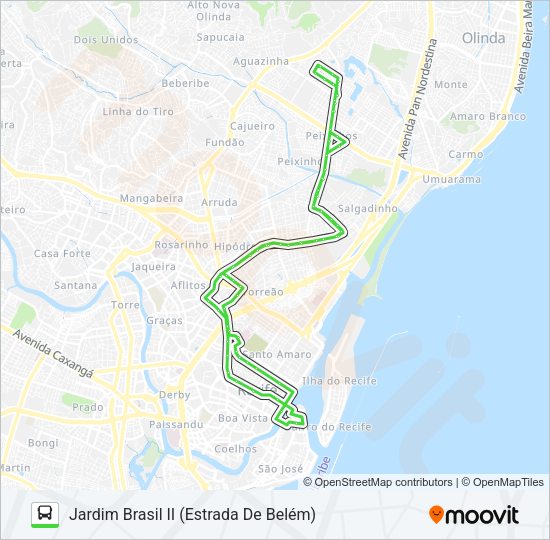 Mapa da linha 823 JARDIM BRASIL II (ESTRADA DE BELÉM) de ônibus