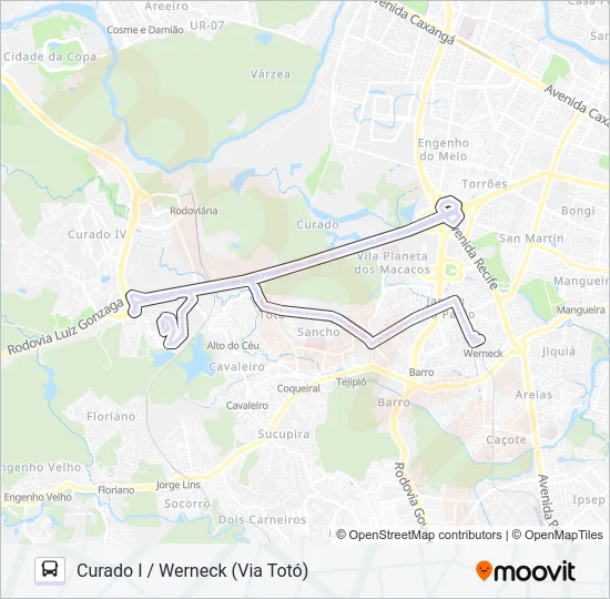 320 CURADO I / WERNECK (VIA TOTÓ) Bus Line Map