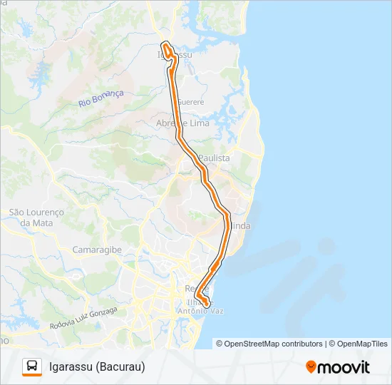 1956 IGARASSU (BACURAU) Bus Line Map