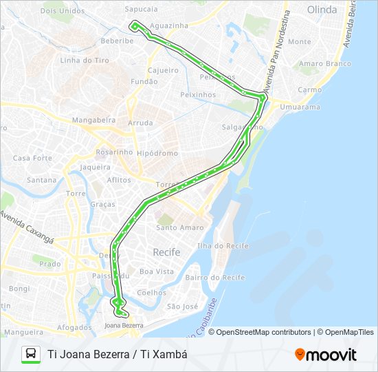 Mapa da linha 861 TI JOANA BEZERRA / TI XAMBÁ de ônibus