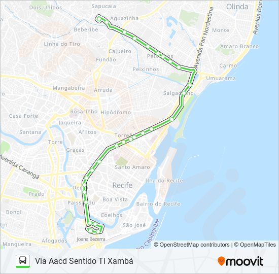 Mapa da linha 861 TI JOANA BEZERRA / TI XAMBÁ de ônibus