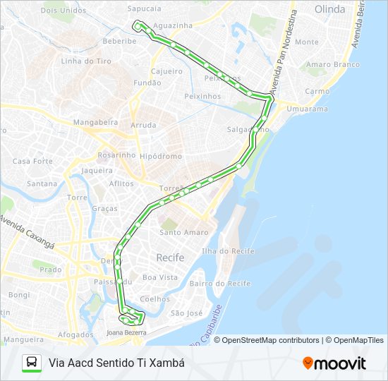 Mapa da linha 861 TI JOANA BEZERRA / TI XAMBÁ de ônibus