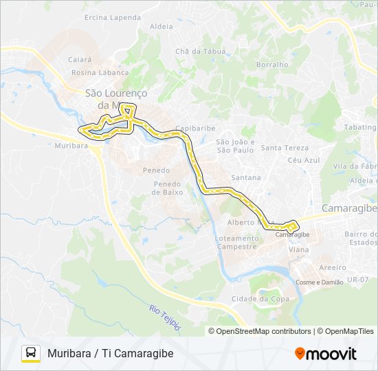 Mapa da linha 2420 MURIBARA / TI CAMARAGIBE de ônibus