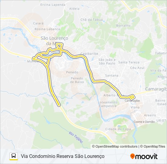 Mapa da linha 2420 MURIBARA / TI CAMARAGIBE de ônibus