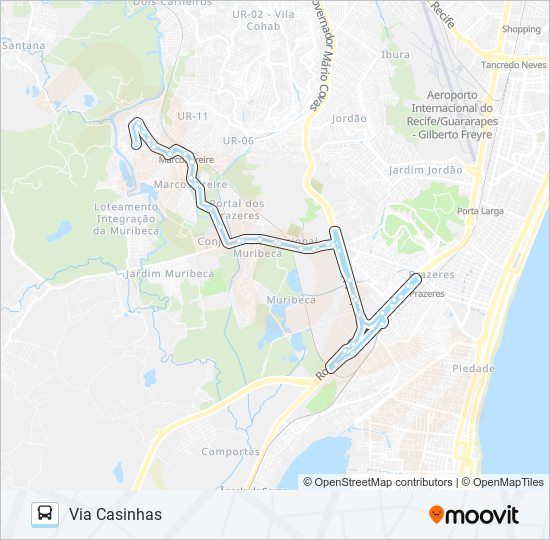 164 MARCOS FREIRE / TI CAJUEIRO SECO bus Line Map