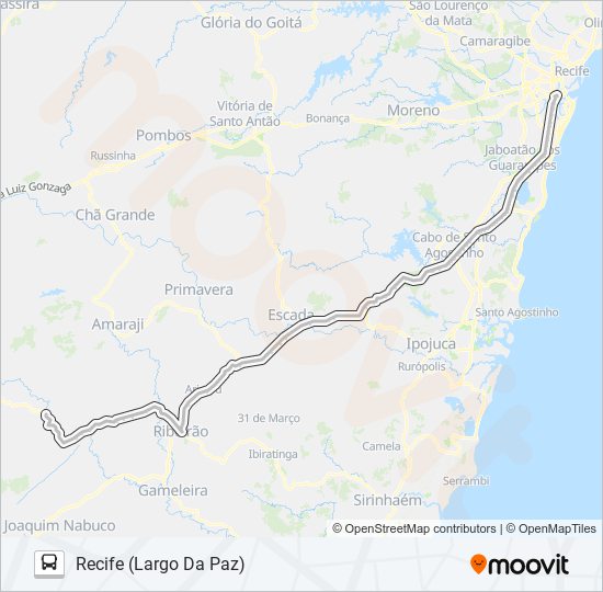 Mapa da linha 11231 RECIFE - CORTÊS de ônibus