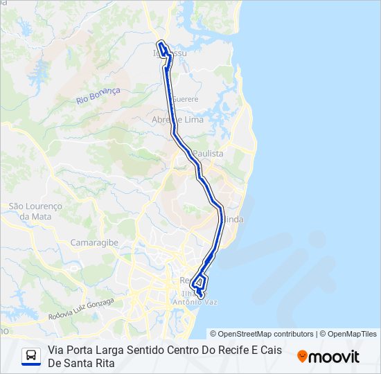 Mapa da linha 1967 TI IGARASSU (SÍTIO HISTÓRICO) - BRT de ônibus