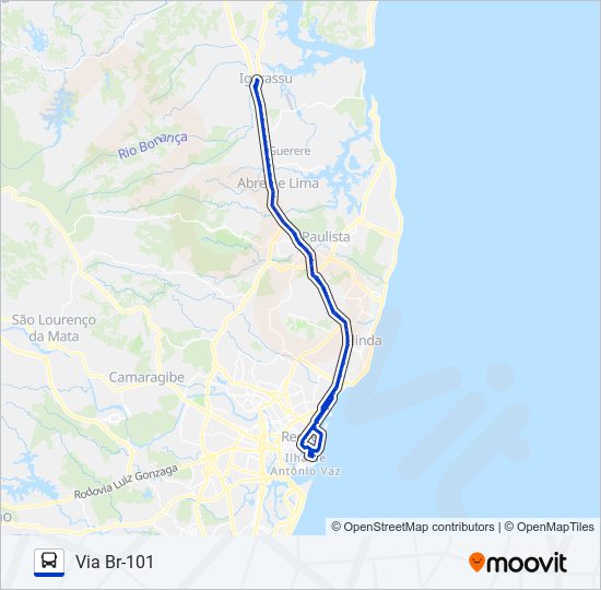 Mapa da linha 1967 TI IGARASSU (SÍTIO HISTÓRICO) - BRT de ônibus