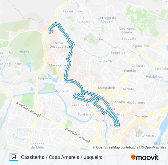C104 CASSITERITA / CASA AMARELA / JAQUEIRA Bus Line Map