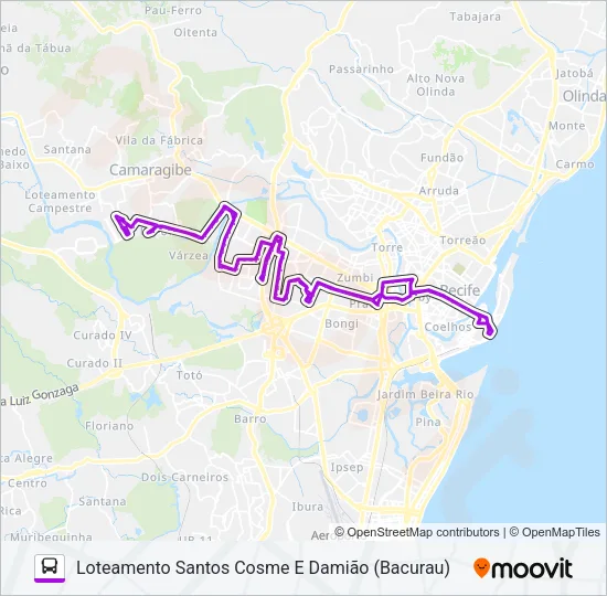 2462 LOTEAMENTO SANTOS COSME E DAMIÃO (BACURAU) Bus Line Map