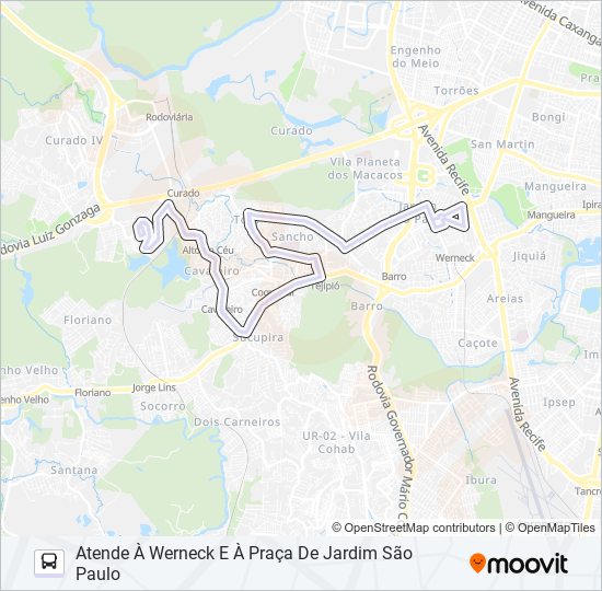 Mapa da linha 240 CAVALEIRO / CEASA de ônibus
