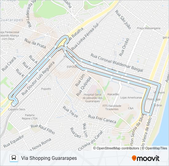 Mapa de 163 TI CAJUEIRO SECO (CIRCULAR) de autobús