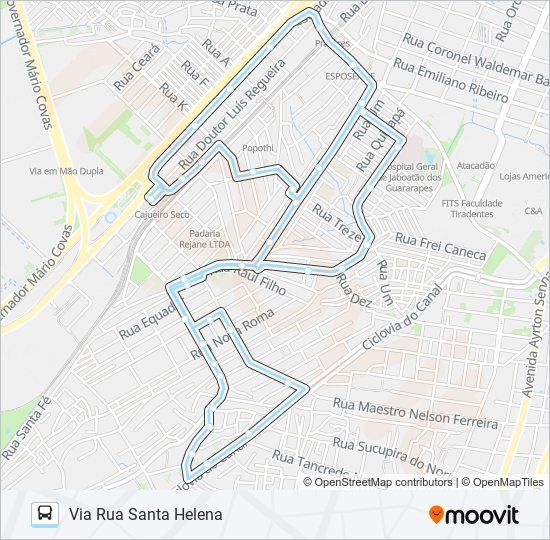 Mapa da linha 163 TI CAJUEIRO SECO (CIRCULAR) de ônibus