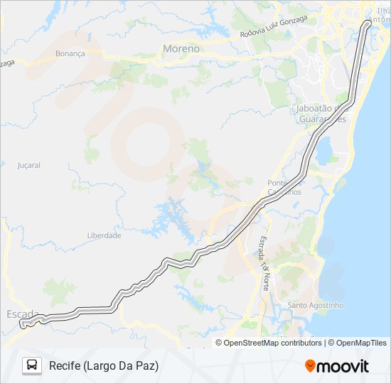 Mapa da linha 13010 ESCADA - RECIFE de ônibus