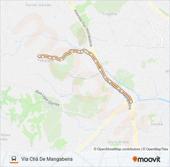 Mapa da linha 1923 CIDADE TABAJARA / TI PE-15 de ônibus