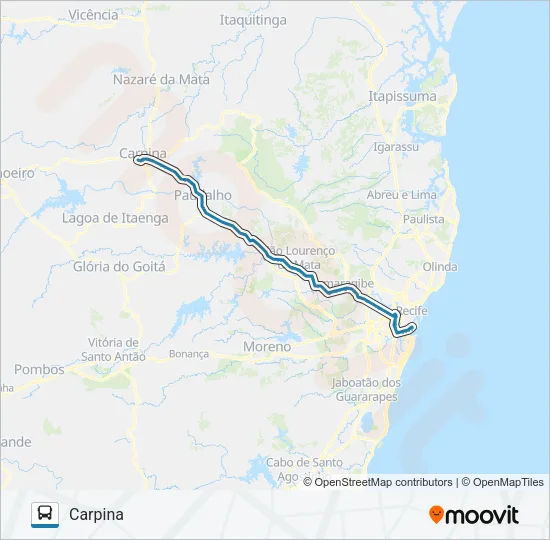 022 RECIFE - CARPINA Bus Line Map