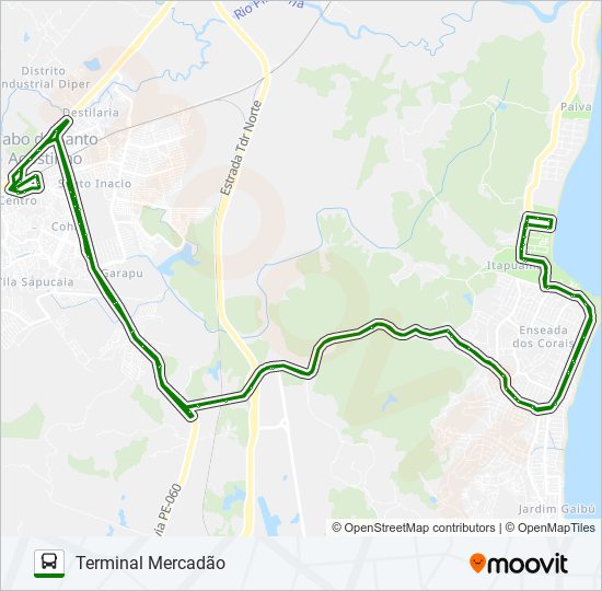 103 CABO - ITAPUAMA bus Line Map