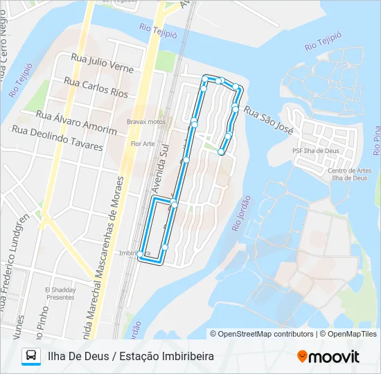 C303A ILHA DE DEUS / ESTAÇÃO IMBIRIBEIRA Bus Line Map